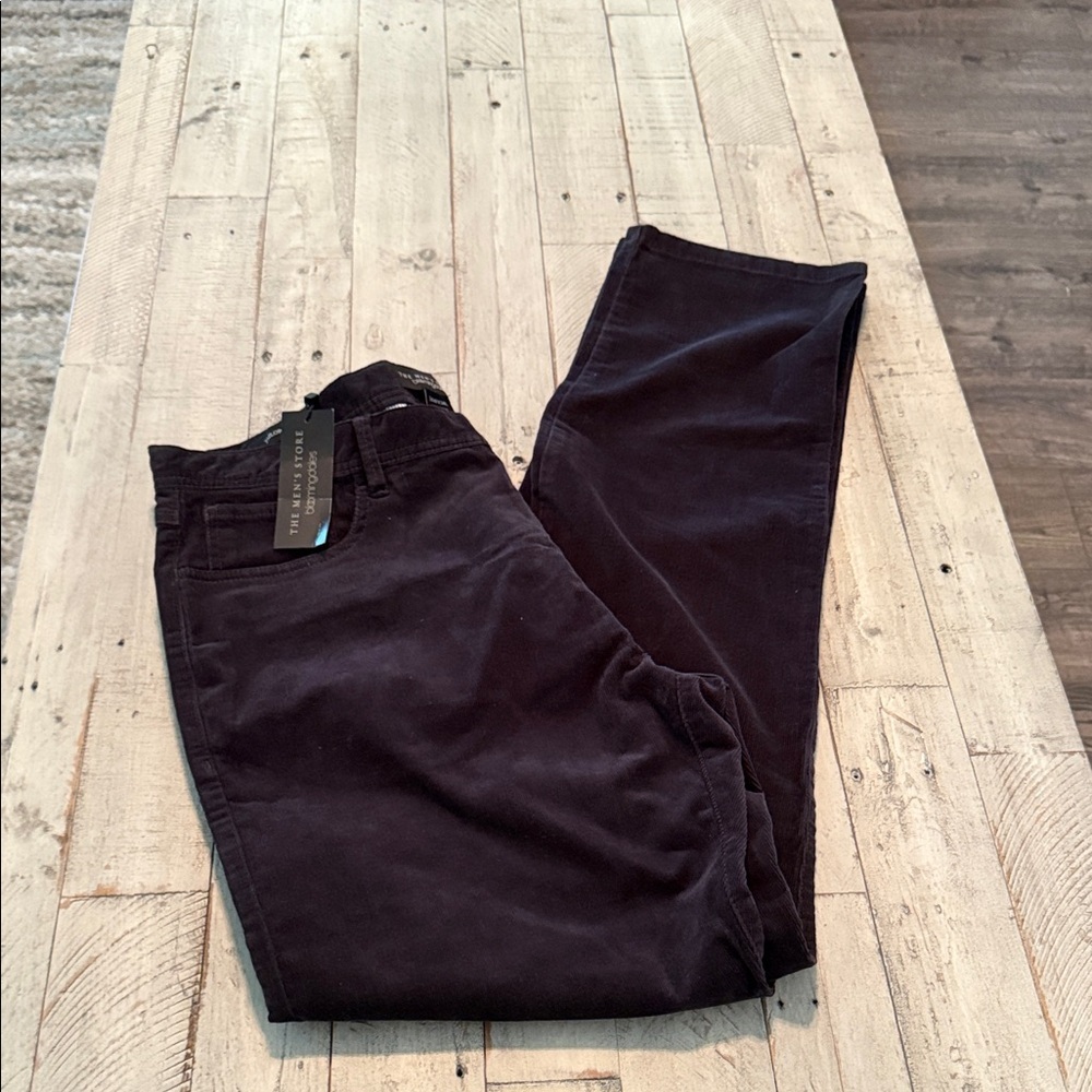 NWT Bloomingdale's Men’s Tailored Fit Black Corduroy Dress Pants Preppy‎ 34X34